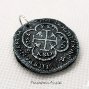 polymer clay monetki wisior unisex srebrny