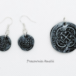 polymer clay monetki komplet srebrny