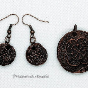 polymer clay monetki komplet miedź