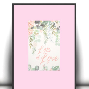 love plakat A4, mały plakat na ścianę, pastelowy plakat z kwiatami, plakat napis love, ładny plakat do sypialni, kwiaty plakat do domu, botaniczny plakat z napisami, rośliny plakat 21x30