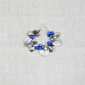 6398 szara, srebrna, granatowa bransoletka