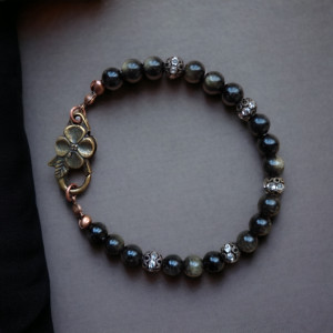 Subtelna bransoletka ze złotego Obsydianu