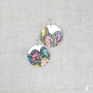 6581 kolorowe, niepowtarzalne, duże, dwustronne kolczyki; 4 w 1;