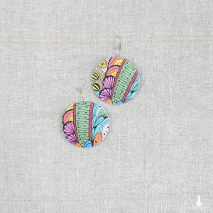 6527 kolorowe, niepowtarzalne, duże, dwustronne kolczyki; 4 w 1;