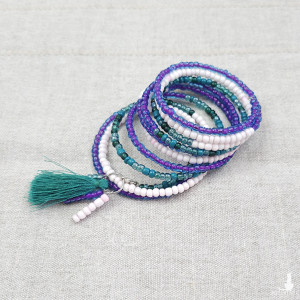 6149 duża bransoletka z chwostem; szklane koraliki;