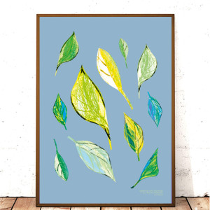 liście plakat 30x40, nowoczesny plakat do domu, kolorowy plakat na ścianę, plakat do biura, plakat do sypialni, plakat A3, dekoracja na ścianę, liście obrazek 40x30, poster, grafika