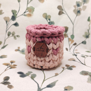 Mini koszyk, kosz ze sznurka HANDMADE - różowy