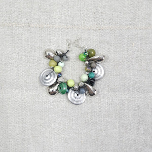 6392 szara, srebrna, zielona bransoletka