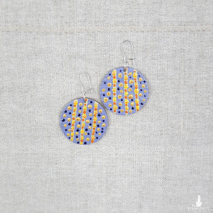 6540 niebieskie,  kolorowe, ręcznie malowane kolczyki