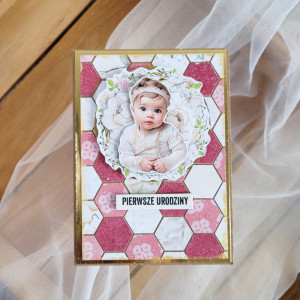 Kartka „Pierwsze Urodziny” – Ręcznie Robiona