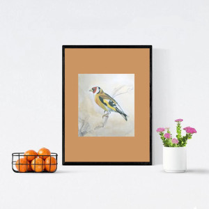 retro plakat A4, plakat z ptaszkiem, ptaszek obrazek A4, ptaki plakat 21x30, ptaszek plakat na ścianę, vintage obraz z ptaszkiem, zwierzęta plakaty do domu