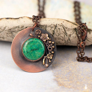 Naszyjnik z chryzokolą w miedzi c775