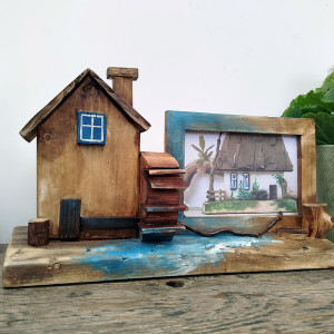 Drewniana ramka na zdjęcie - Młyn nad rzeką