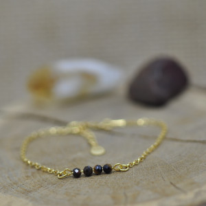 Bransoletka srebrna pozłacana z Tygrysim okiem