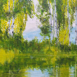 OBRAZ RĘCZNIE MALOWANY AKRYLOWY "W KRYSTALICZNYM ODBICIU" - 30x24cm