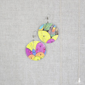 6488 kolorowe, niepowtarzalne, duże, dwustronne kolczyki; 4 w 1;