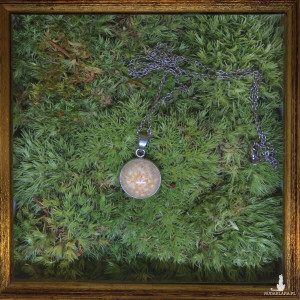 Naszyjnik z mini dmuchawcem zatopionym w żywicy epoksydowej dmuchawiec