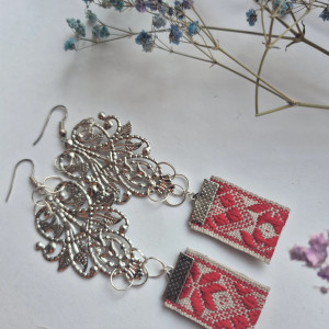 Kolczyki ludowe folkowe ażurowe