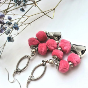 Kolczyki ludowe boho róż