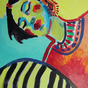 obraz ręcznie malowany portret dziewczyna nirvany