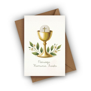 Kartka z okazji Komunii Świętej- Pierwsza Komunia Święta z kilichem