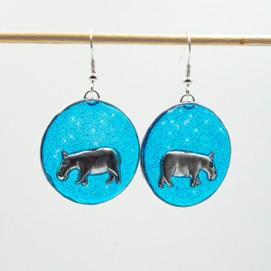 Kolczyki z żywicy z hipopotamem 044