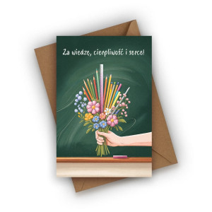 Kartka na Dzień Nauczyciela- Za wiedzę, cierpliwość i serce!