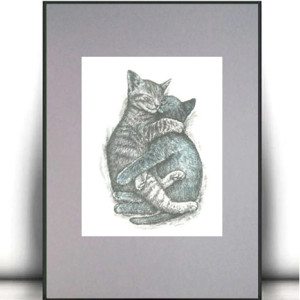 koty obrazek 21x30, retro plakat A4, zwierzęta plakat, szary plakat z kotkami, koty plakaty do domu, plakaty z kotami, kotki obrazek, ładne plakaty na ścianę