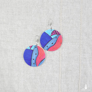 6508 kolorowe, niepowtarzalne, duże, dwustronne kolczyki; 4 w 1