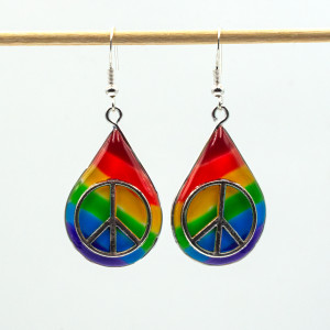 Kolczyki tęczowe pride z żywicy z pacyfką 051