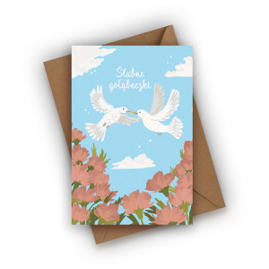 Kartka ślubna- Ślubne gołąbeczki