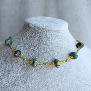 Naszyjnik, choker z jaspisem cesarskim