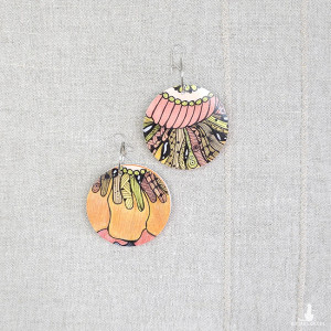 6464 kolorowe, niepowtarzalne, duże, dwustronne kolczyki; 4 w 1;