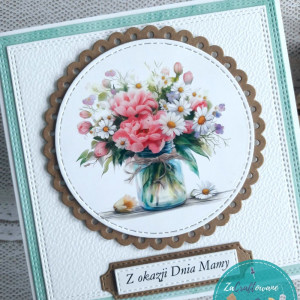 Kartka na Dzień Mamy (lub na inną okazję) z bukietem w wazonie 3