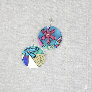 6476 kolorowe, niepowtarzalne, duże, dwustronne kolczyki; 4 w 1;