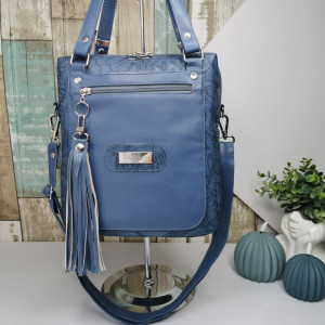 Listonoszka torebka box kuferek torebka damska na ramię zamykana ekoskóra - wytłaczane kwiaty