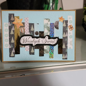 Ręcznie robiona kartka świąteczna – "Wesołych Świąt"