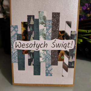 Ręcznie robiona kartka świąteczna – "Wesołych Świąt"