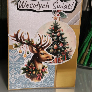 Ręcznie robiona kartka świąteczna – "Wesołych Świąt"