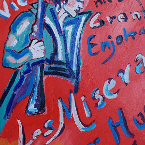 obraz ręcznie malowany portret rewolucjonisty na barykady