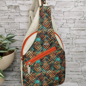 Plecak damski dwukomorowy -  miedziana abstrakcja