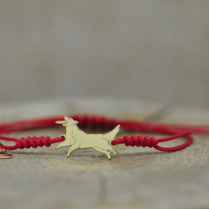 Dog Frisbee - bransoletka z psem, srebro 925 pozłacane