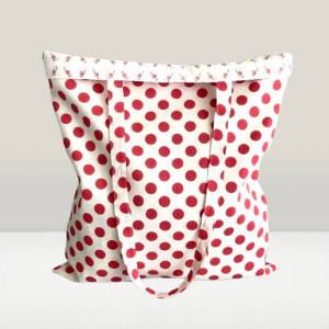 Torba na zakupy,bawełniana torebka na ramię,shoperka w grochy.