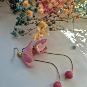 Kolczyki różowe delikatne kwiaty