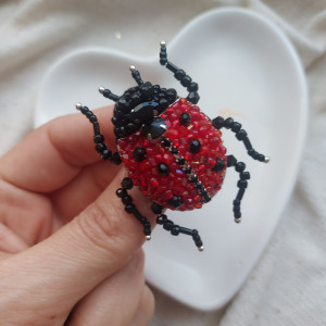 Wiosenna broszka biedronka