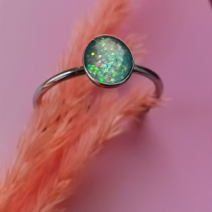 Regulowany pierścionek brokatowy zielony pierścionek niebieski pierścionek