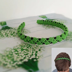 opaska zdobiona wiosennym szydełkowym splotem