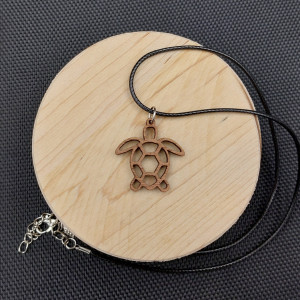 Naszyjnik wisiorek drewniany ŻÓŁW