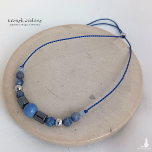 Dumortieryt, sodalit, hematyt, chalcedonit - bransoletka z kamieni naturalnych