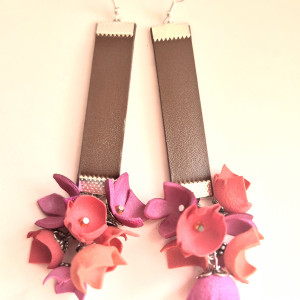 Kolczyki kwiaty skóropodobne